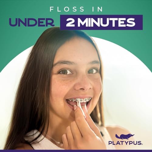 Platypus Orthodontic Flossers for Braces, 40 Count (Pack of 3), Ortho Picks for Adults & Kids, Fits Under Arch Wire, Non-Damaging, Encourage Flossing Habits