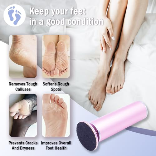 Electric Callus Remover for Feet Speed Adjustable Electric Foot File with 60pcs Replacement Sandpaper Discs Pro Pedicure Foot Filer Dead Dry Hard Skin Calluses Foot Grinder Pink
