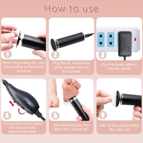 Dermave Electric Foot Callus Remover,Electric Callus Remover for Feet,with 60pcs Sanding Disc,Electric Speed Adjustable Foot File for Dead Skin Cracked Skin Calluses for Men and Women, Pink
