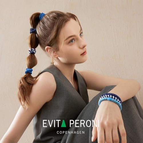 EVITA PERONI Hair Ties 12 Pcs Set, High Elastic Ponytail Holders, Hair Ties No Damage, Elastic Ties for Thick Hair Women Men, Valentines Day Gifts (Black, Brown, Orange, Apricot)