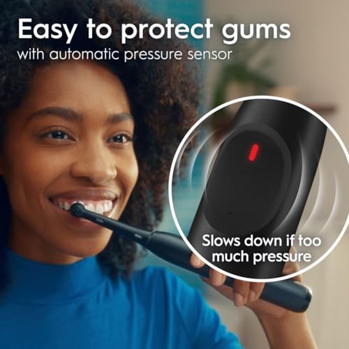 Oral-B iO Simple Clean Rechargeable Electric Powered Toothbrush, Night Black with 1 Gentle Care Brush Head and 1 Black Travel Case - Automatic Pressure Sensor to Protect Gums - 3 Modes - 2 Min Timer
