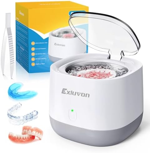 Ultrasonic Retainer Cleaner 45kHz, 250ML Portable Jewelry Cleaner, Professional Retainer Cleaner Machine for Denture, Mouth Guard, Aligner
