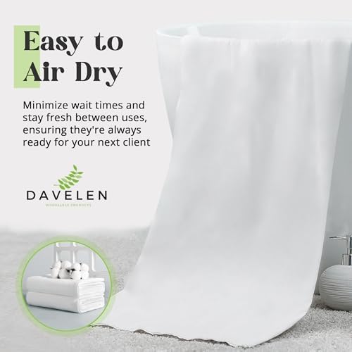 DAVELEN Disposable Large Luxury Towels (50-Count) Spa and Salon Quality Softness for Guests, Clients | Hair, Face, Body Use | Luxurious Comfort, Ecofriendly | Towels Size: 31.5” x 15 (white)