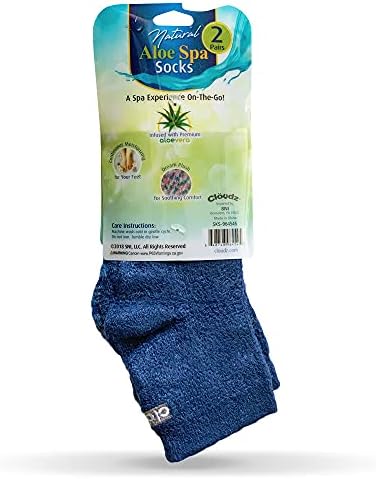 Cloudz - (2 Pairs! Dreamy Blue Soft Plush Natural Aloe Vera Spa Socks - (Assorted Solid & Patterned)