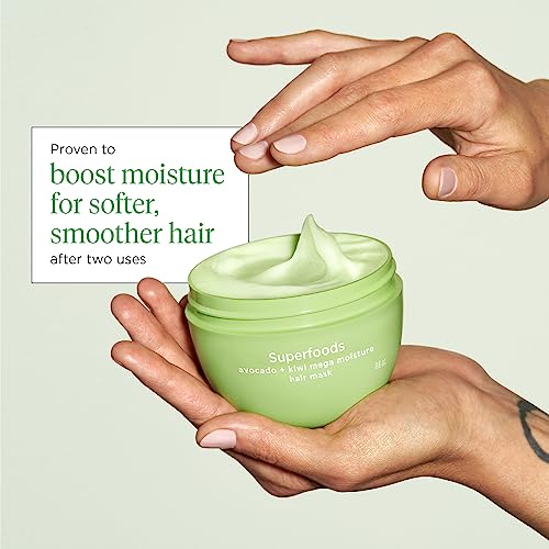 Briogeo Superfoods Avocado + Kiwi Mega Moisture Mask, Protein-Free, Deep Hydration, Enhance Shine, Moisturizing Mask for Dry Hair, Lock In Moisture, Vegan, Cruelty-Free