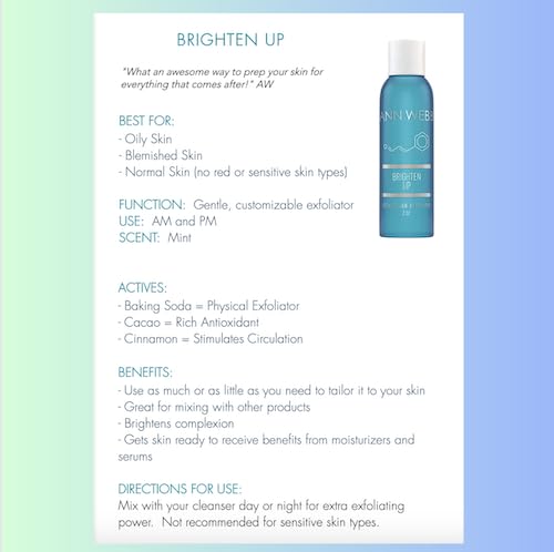 Brighten Up Exfoliator - All Natural Scrub for Face, Antioxidant and Circulation Stimulator Anti-Oxidants Improves Skin Texture, Unclogs Pores, Great for acne, breakouts & softening skin