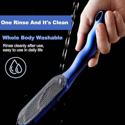 2PCS Veinsgrain Veins Grain Foot File, Professional Foot Care Tools, Nano Glass Foot File with Non-Slip Ergonomic Handle Feet Massage Tool (Gold+Blue)