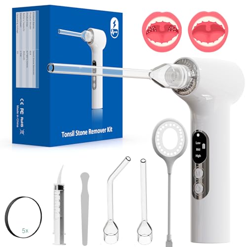Upgraded Electronic Tonsil Stone Remover，10 in 1 Tonsil Stone Removal Kit，Tonsil Stone Vacuum with Built-in Blue Light，Easy to Use, Fight Bad Breath, Instant Suction