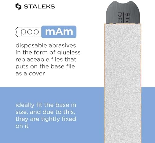 White Disposable papmAm Files for Straight Nail File Staleks Pro Expert 22, 180 grit (50 pcs)