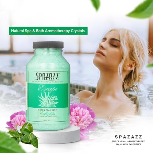 Spazazz SPZ-109 Escape Aromatherapy Crystals Container, 22-Ounce, Green Tea Peony Enlighten