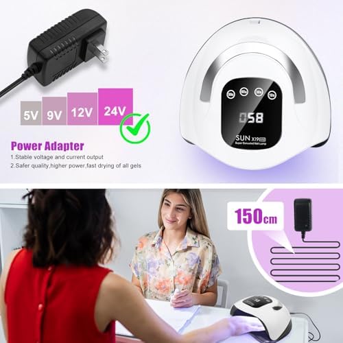 Wisdompark 320W UV LED Nail Lamp, Nail Dryer for Gel Polish with 72Pcs Lamp Beads and Automatic Sensor/4 Timer Setting Professional Nail Art Tools (Black)