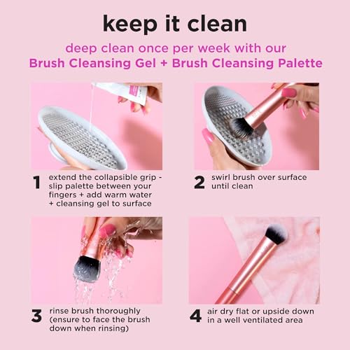 Real Techniques 9 Piece Au Naturale Makeup Brush Set, For Liquid, Cream, & Powder Eyeshadow, Foundation, Blush, Bronzer & Contour, Travel Friendly Brushes, Gift Set, Cruelty-Free Bristles