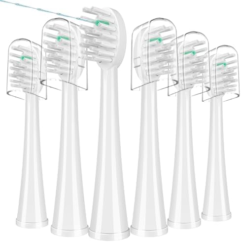 Replacement Brush Heads for WaterPik Sonic-Fusion 2.0 Flossing Toothbrush (SF-03/SF-04) and Sonic-Fusion Flossing Toothbrush (SF-01/SF-02),6 Count White with Covers