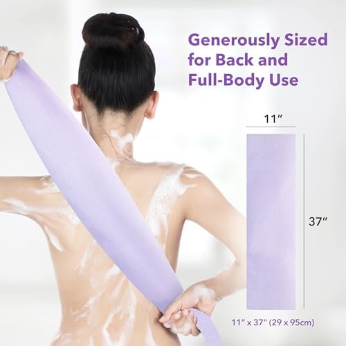 Korean Exfoliating Washcloths [4 Pack] – Daily Body Scrubber Towels for Shower, Back & Full-Body Use – Quick-Drying Bath Cloth for Glowing Skin