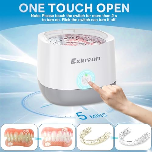 Ultrasonic Retainer Cleaner 45kHz, 250ML Portable Jewelry Cleaner, Professional Retainer Cleaner Machine for Denture, Mouth Guard, Aligner