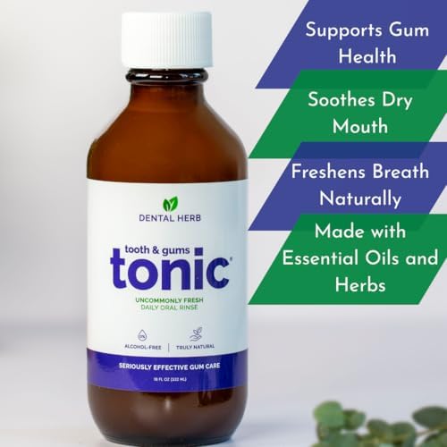 Dental Herb Company Tooth & Gums Tonic Oral Rinse – *Fresh New Look – Same Trusted Formula* Natural Mouthwash with Essential Oils & Herbs for Gum Health, Bad Breath & Irritation 18 oz.
