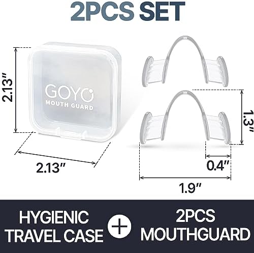 Mouth Guard for Grinding and Clenching Teeth at Night, Sleep Night Guard, Grinding Protection, Clenching Protection, Teeth Bruxism Mouth Piece with Travel Hygiene Case (2set) (1set)