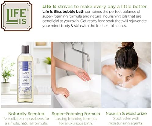Life is Bliss | 3 Fresh & Soothing Scents | Variety Pack | Liquid Bubble Bath 16 fl oz