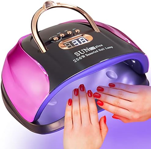 UV LED Nail Light, 256W High Power Gel Light, 4 Timer Settings and Professional Manicure Lamp with Automatic Sensor (Comes with 9 Free Gifts)