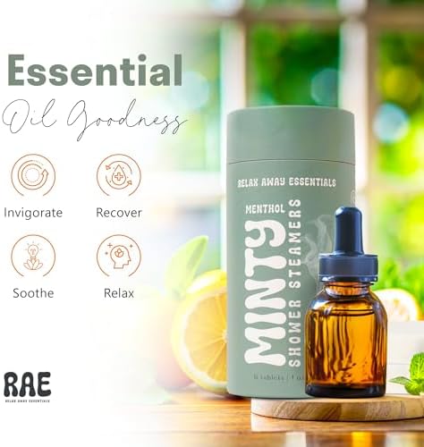 Relax Away Minty Shower Steamers 6 Pack - Menthol Infused Aromatherapy - Refreshing Orange, Eucalyptus, Lavender, Peppermint, Grapefruit, Spearmint - Relieve Stress & Soothe Sinuses