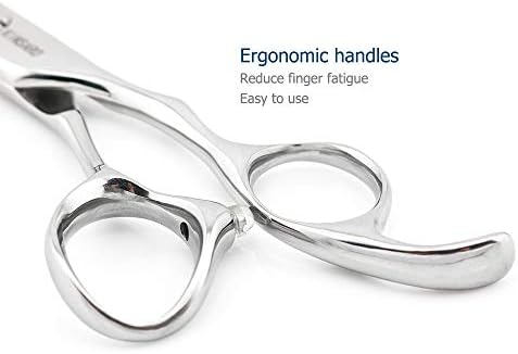 5.5" Barber Hair scissors Professional Hair Cutting Shears 440C Hair Cutting Scissors Shears Haircut Scissors Silvery Convex Blades KINSARO for Hairdresser Barber or Home Use
