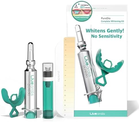 Live Orals PureDia Teeth Whitening Kit - Gel & Mouthpiece Set, Hydrogen Peroxide, Dentist Formulated for Sensitive Teeth, 28 Treatments.