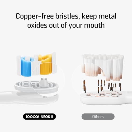 Soocas NEOS II Multiclean Electric Toothbrush Replacement Heads, 2 Brush Heads, Pearl White