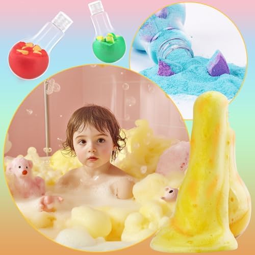Magic Bath Bomb Powder - 8 Colorful Foams & Bubbles Fizzier Fun, Fragrance Bubble Color Potions for Kids, Scientific Bathing Time Buddy, Fun & Educational - 17.6OZ