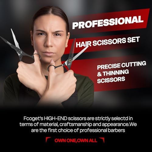 Professional Barber Hair Scissors Thinning Shears Kit - 6.8" HIGH-END Extremely Sharp Haircut Scissors Hairdressing Texturizing Hair Cutting Shears Set 440C Stainless Steel for Salon Home Stylists