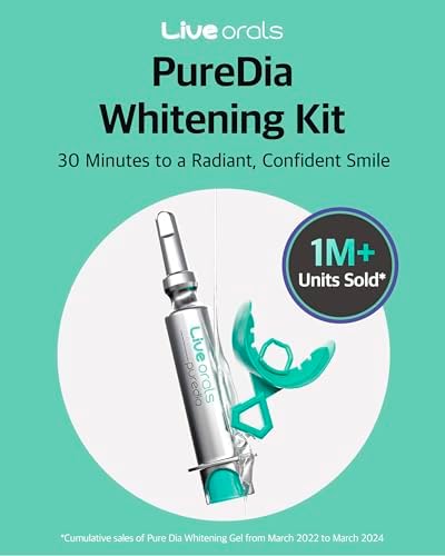 Live Orals PureDia Teeth Whitening Kit - Gel & Mouthpiece Set, Hydrogen Peroxide, Dentist Formulated for Sensitive Teeth, 28 Treatments.