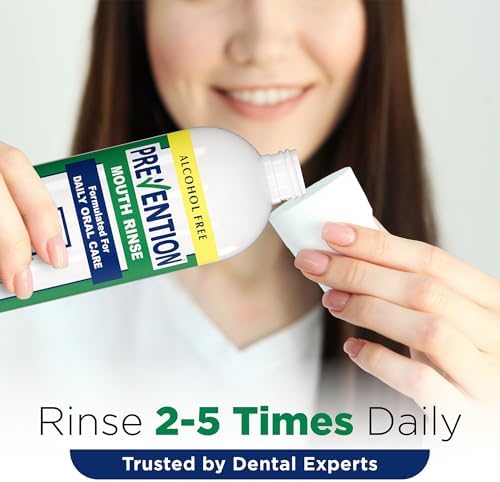 Prevention Daily Care Alcohol-Free Mouthwash, Hydrogen Peroxide Teeth Whitening with Soothing Fresh Mint for Bad Breath Treatment, Fluoride-Free Gum Care Oral Mouth Rinse 16 oz 1 Pack