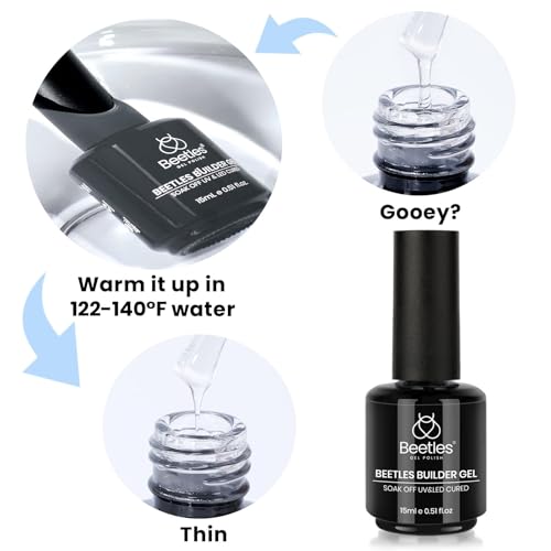 Beetles Builder Gel for Nails, 6 Colors 7 in 1 Builder Nail Gel Set, Jelly Clear Pink Nude Builder for Nail Apex Nail Thickening Extension Strengthen Weak Nails UV Gel Beauty Gift Sets for Women