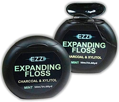 Woven Expanding Dental Floss | Fluffy & Textured w/Charcoal & Xylitol to Optimally Clean Gums | Mint | Thick & 109 Yards