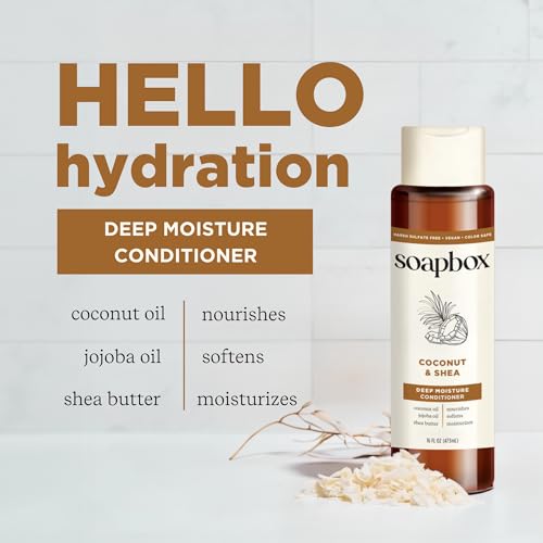 Soapbox Coconut Oil Conditioner, Sulfate & Paraben Free, Silicone Free, Color Safe, and Vegan Hair Conditioner (33.8 Ounces)