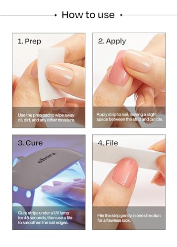 ohora Semi Cured Gel Nail Strips (P Sun Daisy) - Yellow, Patterned, Works with UV/LED Lamps, Salon-Quality, Long Lasting, Easy to Apply & Remove - Includes 2 Prep Pads, Nail File & Wooden Stick