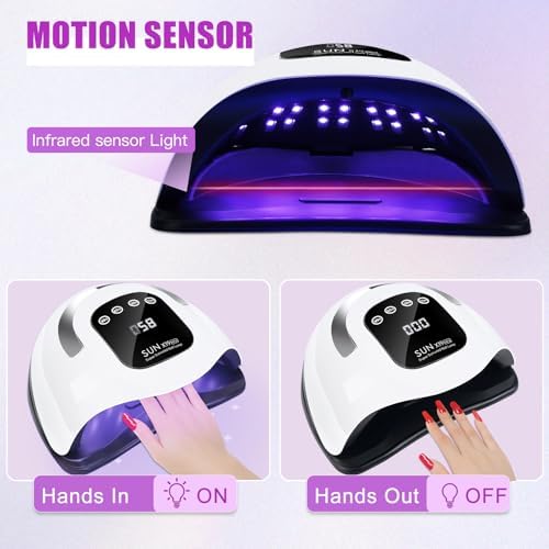 Wisdompark 320W UV LED Nail Lamp, Nail Dryer for Gel Polish with 72Pcs Lamp Beads and Automatic Sensor/4 Timer Setting Professional Nail Art Tools (Black)