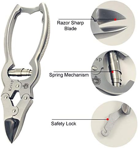 Toenail Clippers for Thick Ingrown Toenails - Professional Podiatry Nail Cutter Fingernail Clipper Trimmer Heavy Duty Surgical Grade Stainless Steel Men Seniors Adults Podiatrist Tool Krisp Beauty