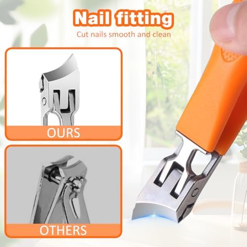 Wide Jaw Opening Anti-Splash Slanted Nail Clipper, 2025 New Fingernail and Toenail Clippers for Ingrown Nails, Long Handle Splashproof Nail Clippers, Wide Mouth Toe Nail Clippers (Black, 1PC)