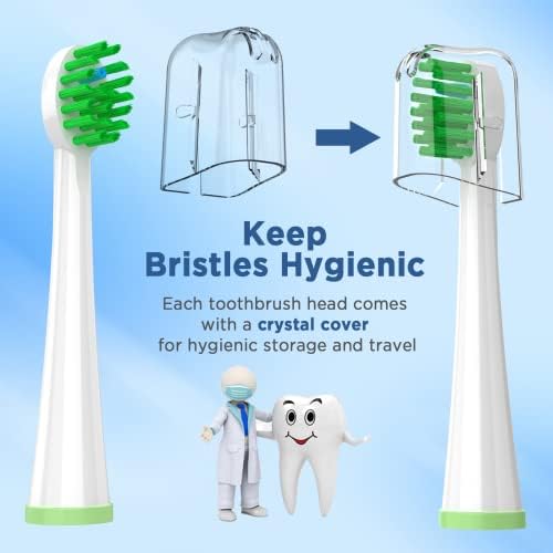 Replacement Toothbrush Heads for All Waterpik Sonic Fusion Models (SF-01, SF-02, SF-03, and SF-04 Series), Compact, with Covers, 5 Count, White