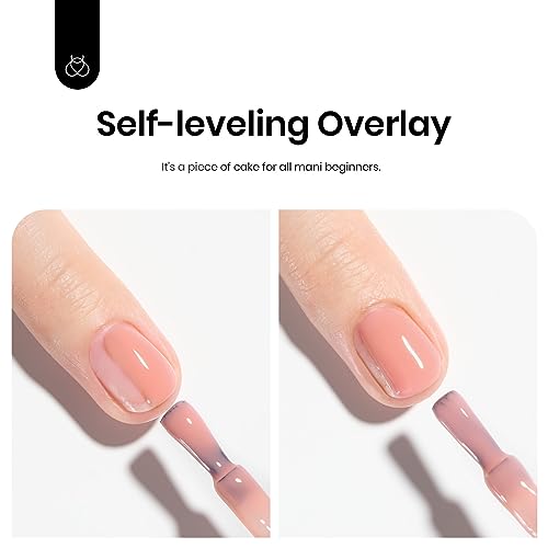 Beetles Nude Color Base Gel Nail Polish, 15ml Rubber Base 3 in 1 Neutral Brown Clear French Tip Base Color Gel Polish Nail Strengthener Soak Off Manicure Design DIY at Home