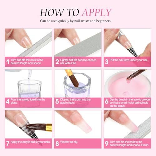 Peacecolor Acrylic Nail Kit with Drill, 40pc Nail Kit Acrylic Set for Beginners with Everything Gel Polish U V Light Decorations Home Salon Gift Set