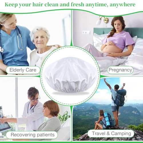 Shampoo Caps No Rinse Waterless Hair Washing Shower Caps 12 Packs for Elderly, Women, Hospital, Camping