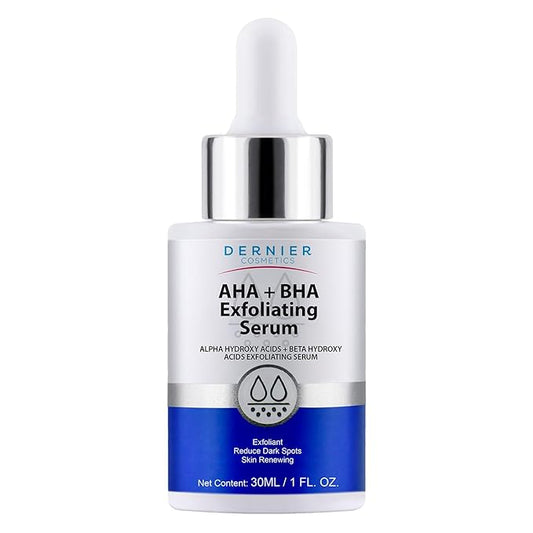 Dernier Exfoliating Serum with AHA + BHA 0.5% – Face Wash Skin Care Lactic Acid Salicylic Acid Hyaluronic Acid for Hyperpigmentation & Pore Minimizing Cell Regenerator (1 fl oz)