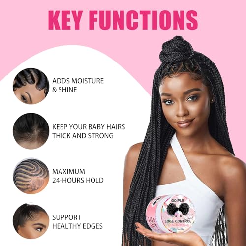 Edge Control Wax for Women Strong Hold - Edge Smoother Edge Wax Styling Tamer Edge Control Wax for Black Hair - Rose & Castor Hair Oil for Hair Growth Strengthening Hair Oil Briad Bonnet Brush Set