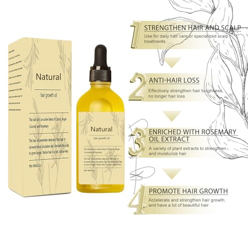 Natural Hair Growth Oil,2 Pcs Rosemary Oil for Vegan Hair Growth Organic for Dry Damaged Hair and Growth