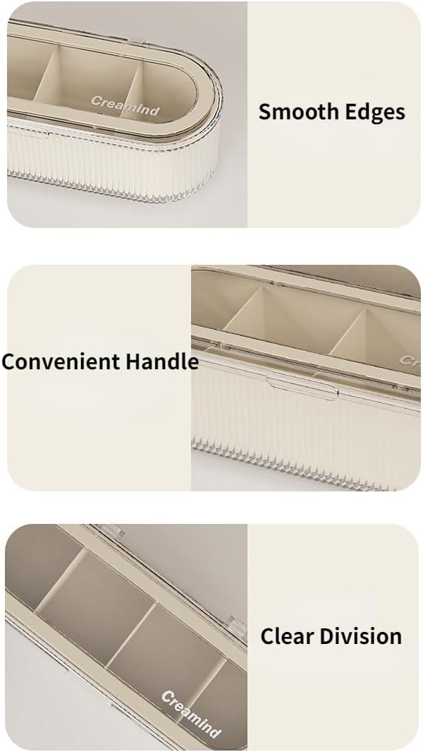 Clear Acrylic Makeup Brush Holder Organizer With Lid - Cosmetic Storage Case Display for Vanity and Sponges