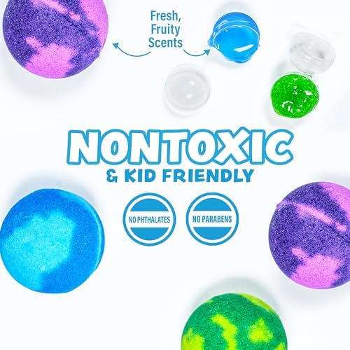 Super Goo Bath Slime 'Surprise' Bombs, 6 Pack | Kids Bath Bombs With Surprise Inside | Nontoxic | Stretchy, Squishy Slime Soap | Sensory Fun for Kids