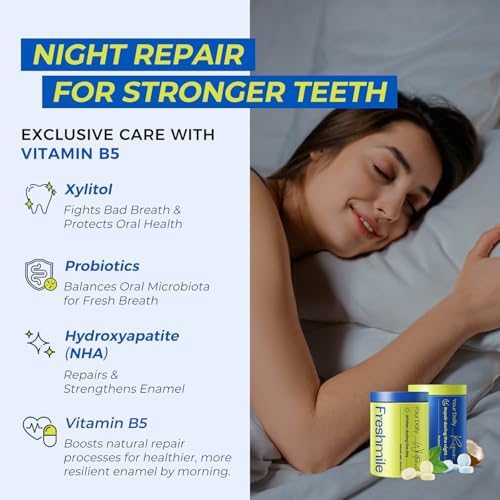 Whitening Toothpaste Tablets with Nano-Hydroxyapatite (NHA), Natural Teeth Whitening & Repair, Xylitol for Fresh Breath, Fluoride-Free, Protects Sensitive Teeth & Gums (120 Count)