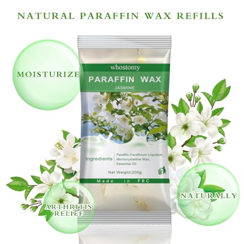 Paraffin Wax Refills, 6 PackParaffin Wax for Hands and Feet, Hot Melt Paraffin Wax Blocks for Paraffin Bath, Jasmine Scent + Dry Flowers, Relieves Muscle Fatigue Nourishes Dry Skin