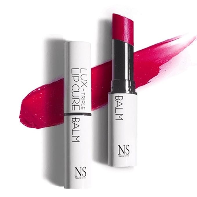 Lux Triple Lip CURE Glossy Balm (0.17oz) (AURA(Deep magenta pink)) 4 million units sold in Korea, Natural Tinted Korean Lip Balm, Petroleum/Paraben Free, Lip Butter,lip balm hydrating